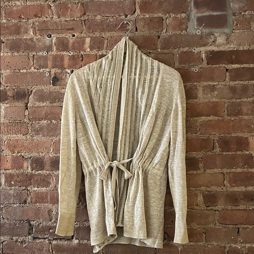Elie Tahari Cream Tie-Front Cardigan